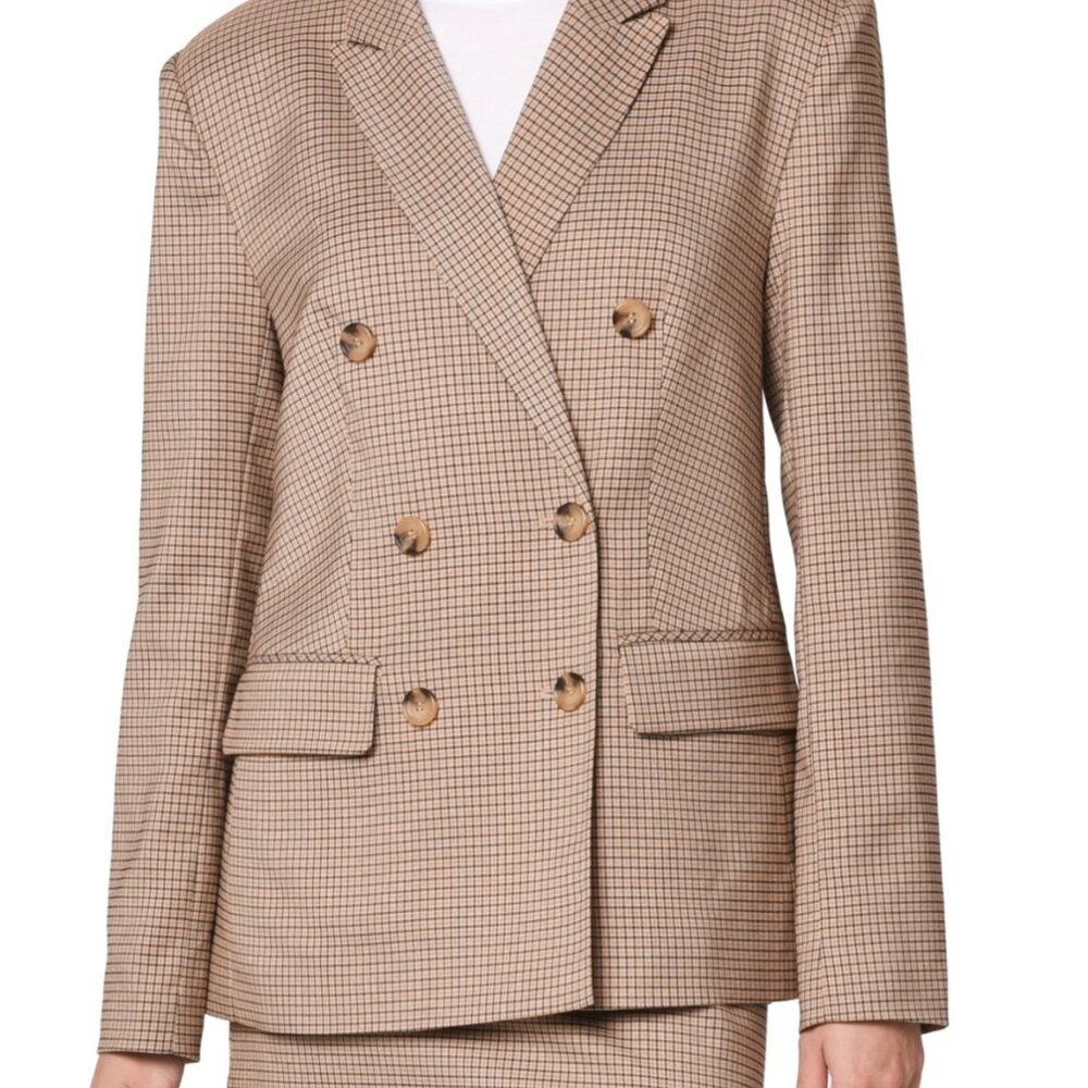 Wayf Double Breasted Houndstooth Blazer